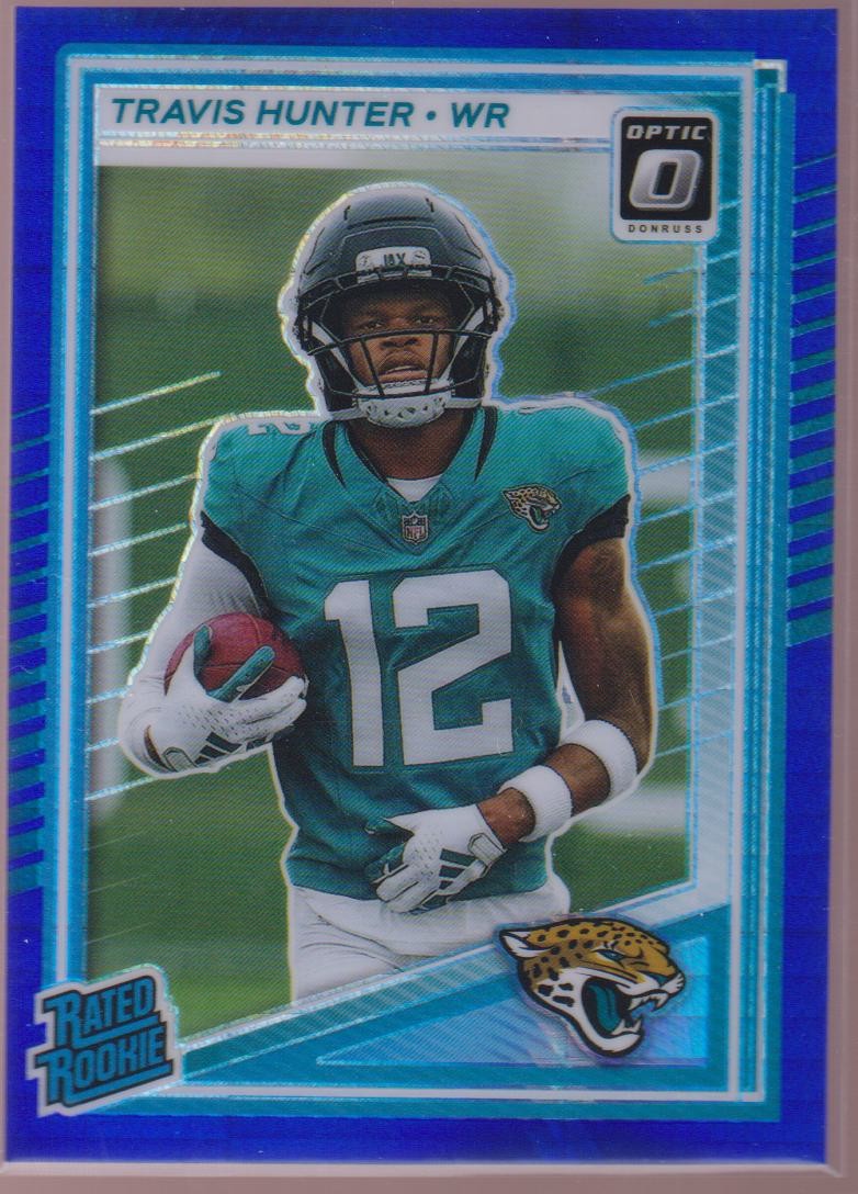 2025 Donruss Optic #201 Travis Hunter Blue Hyper
