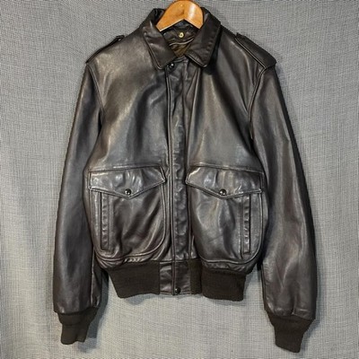 Schott A-2 184SM Leather Flight Jacket 80s 90s Brass Zip USA Made 38 Authentic