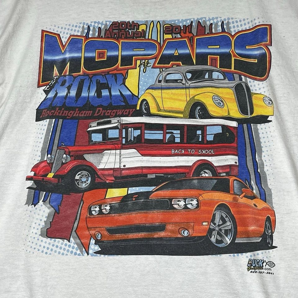 Camisa Mopar De Colección Para Hombres Talla XL Blanca Rock Rockingham Dragway Raceway Park Foto 2 de 4