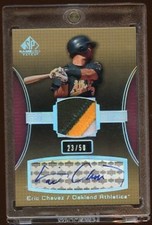 ERIC CHAVEZ 2004 SP GAME USED AUTOGRAPH PATCH 3 COLOR #ED 23/50 BEAUTIFUL A'S