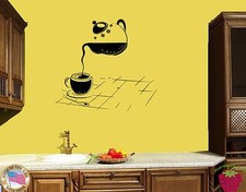 Wall Sticker For Kitchen Cup Of Tea Cup of Coffee Modern Decor z1411
