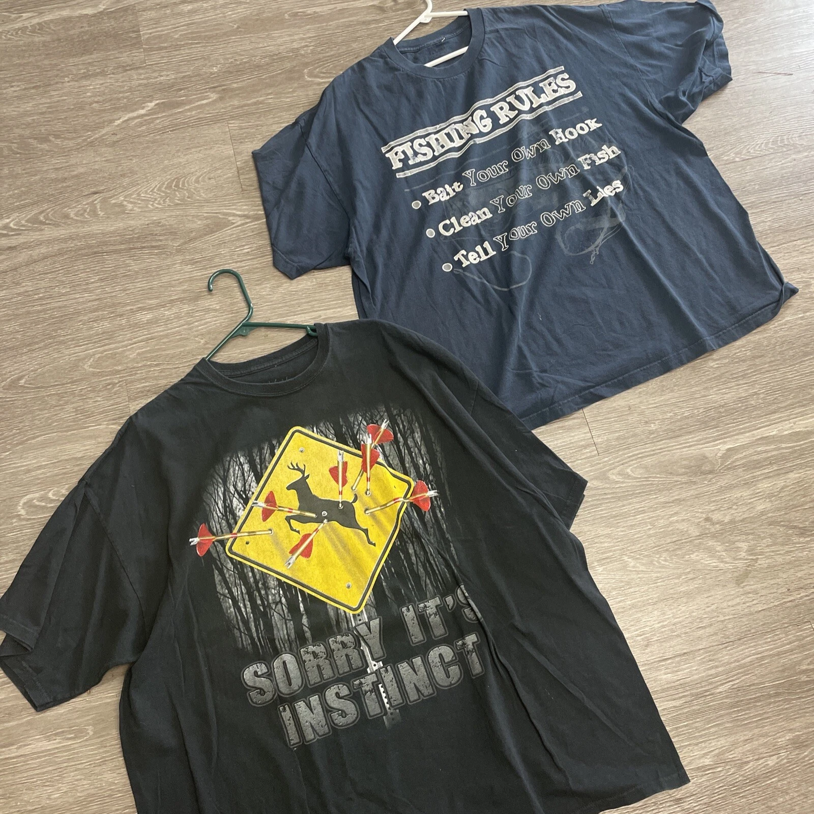 2 T-Shirts Fishing Hunting Mens TALK OF THE TOWN 3XL SET Bid 4 Charity ❤️blt7m92
