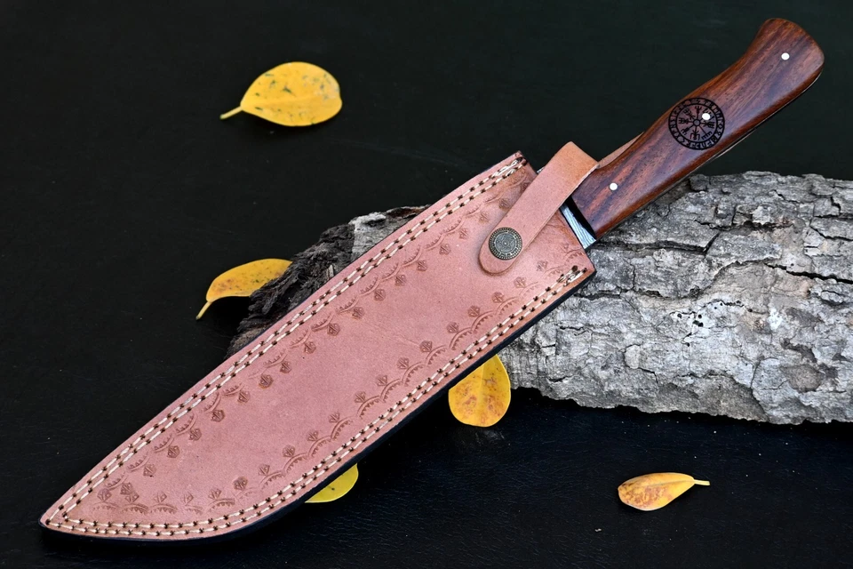 Cuchillo de caza vikingo hecho a mano personalizado forjado a mano acero Damasco 2899 Foto 4 de 4