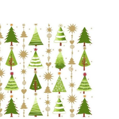 20 kleine Cocktailservietten Fine little Trees Tannenbäume Festlich gold 24x24cm