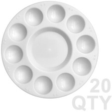 20 Pack ROUND WHITE PALETTE 10 Wells 7" Artist Painter Paint Plastic Palette wb