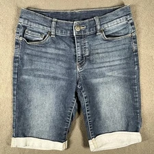 Juicy Couture Denim Bermuda Shorts Cuffed Hem Dark Wash Women's Size 2