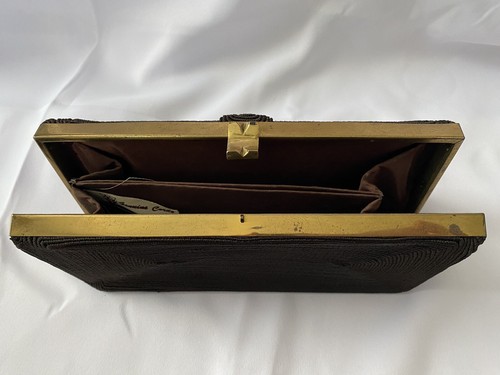 Borsa da sera vintage anni '50 marrone cioccolato frizione - Foto 16 di 24