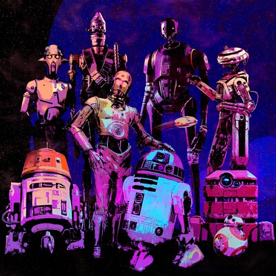 3'' x 3'' 'Star Wars Droids' (IG11,  R2D2, K2SO, Huyang, etc.) Vinyl Matte Sticker