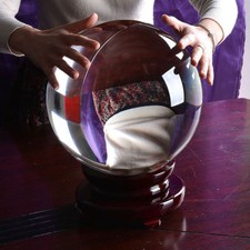 250mm Huge Asian Rare Quartz Clear Magic Crystal Healing Ball Sphere Wood Stand