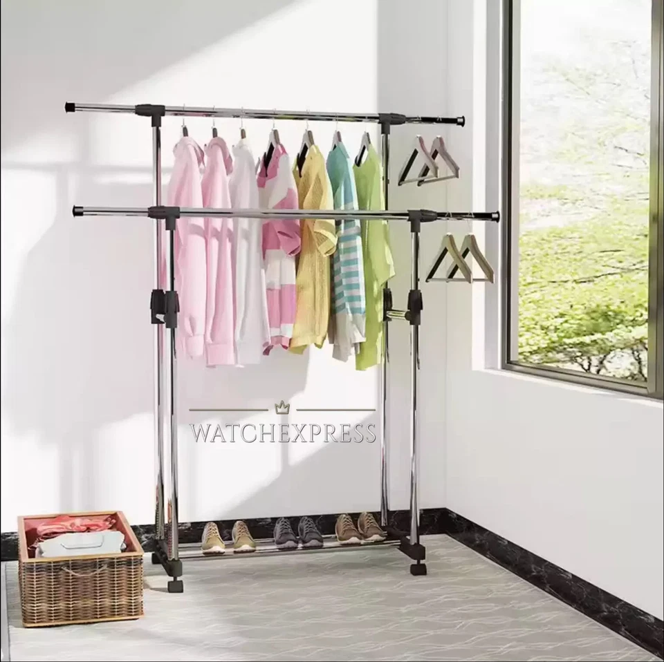 Appendiabiti Regolabile PER NEGOZI CASA ELEGANTE Attaccapanni Uomo Donna Doppio - Immagine 2 di 4