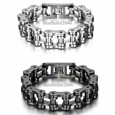 Men's Motorcycle Biker Chain Bracelet Heavy Silver Stainless Steel 8.5" Bang Fad