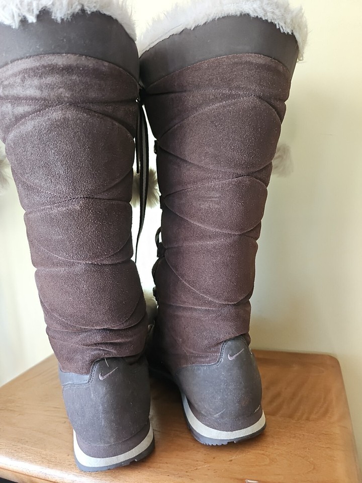 Women Nike Snow Winter Boots Midcalf Laceup Boot Brown eBay