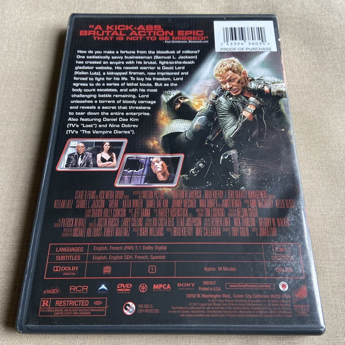 Arena (DVD 2011) Web-Show Gladiator Action Kellan Lutz Samuel L