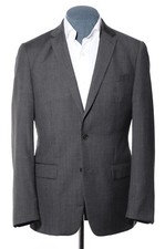 38R Slim John Varvatos Soho-Fit Gray Pinstriped Wool Sport Coat Blazer Jacket S