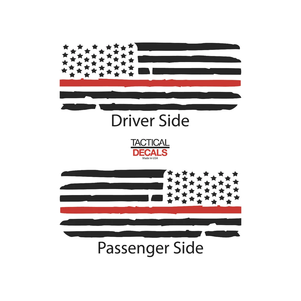 Bandera de Estados Unidos envejecida con calcomanías finas de línea roja - se adapta a Hummer H2 2002-2009 QR5-HH2 Foto 2 de 3