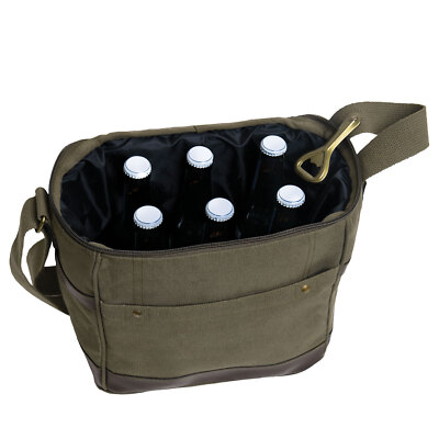 Kühltasche Canvas Cooler Bag Oliv BYOB  Bring Your Own Booze/Beer  Isoliertasche
