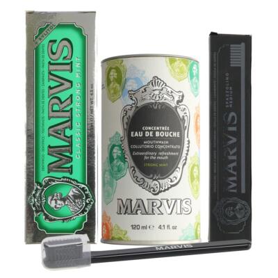 Marvis Mouthwash, Classic Mint Toothpaste & Black Toothbrush DEAL