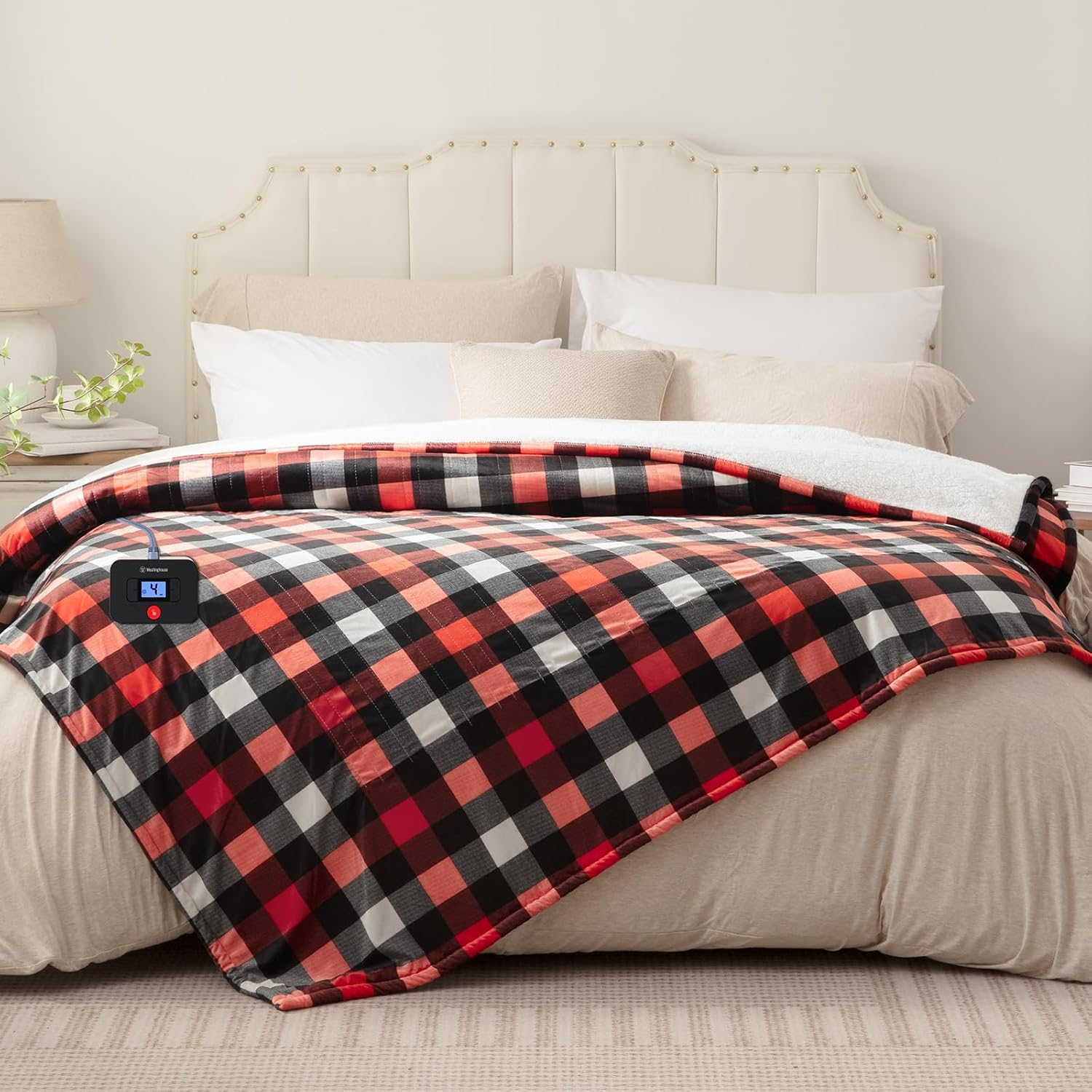 Twin Size Electric Blanket, Soft Flannel to Sherpa Heated Blanket with 10 Heatin