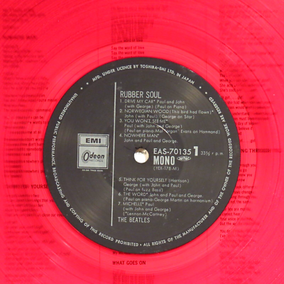 THE BEATLES ‎– Rubber Soul 1982 Japan Red Vinyl MONO LP NM insert