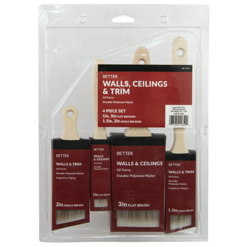 Linzer Better 4 Piece Polyester/Nylon Blend Wood Handle Sturdy Paint Brush Set - Picture 2 of 3