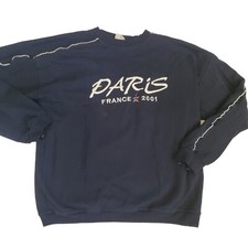 Vintage 2001 Paris France Embroidered Navy Blue Sweatshirt Flawed Traveler M/L