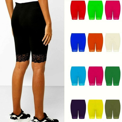LADIES WOMEN'S CYCLING SHORTS LACE TRIM SHORTS LEGGINGS CASUAL SHORTS 4