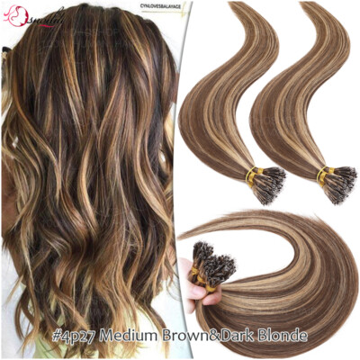 US Balayage Nano Ring Micro Bead Remy Human Hair Extensions 100-300S Thick Ombre