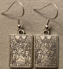 THE LOVERS TAROT CARD EARRINGS - Pewter with Sterling Silver Ear Wires - FORTUNE