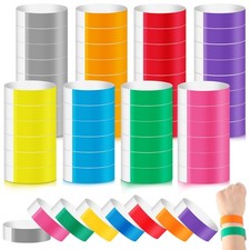 800 Pieces Colored Wristbands for Events Wrist Bands Paper Bracelets Waterpro...