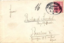 Bahnpost, Liebau - Rubank auf Brief nach Bres...
