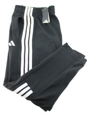 ADIDAS 3 Stripe Men Large Black / White / Embroidered Logo Fleece Sweat Pants