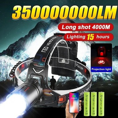 Superhelle LED Stirnlampe Wiederaufladbar 18650 Headlight Taschenlampe Angeln Taschenlampe