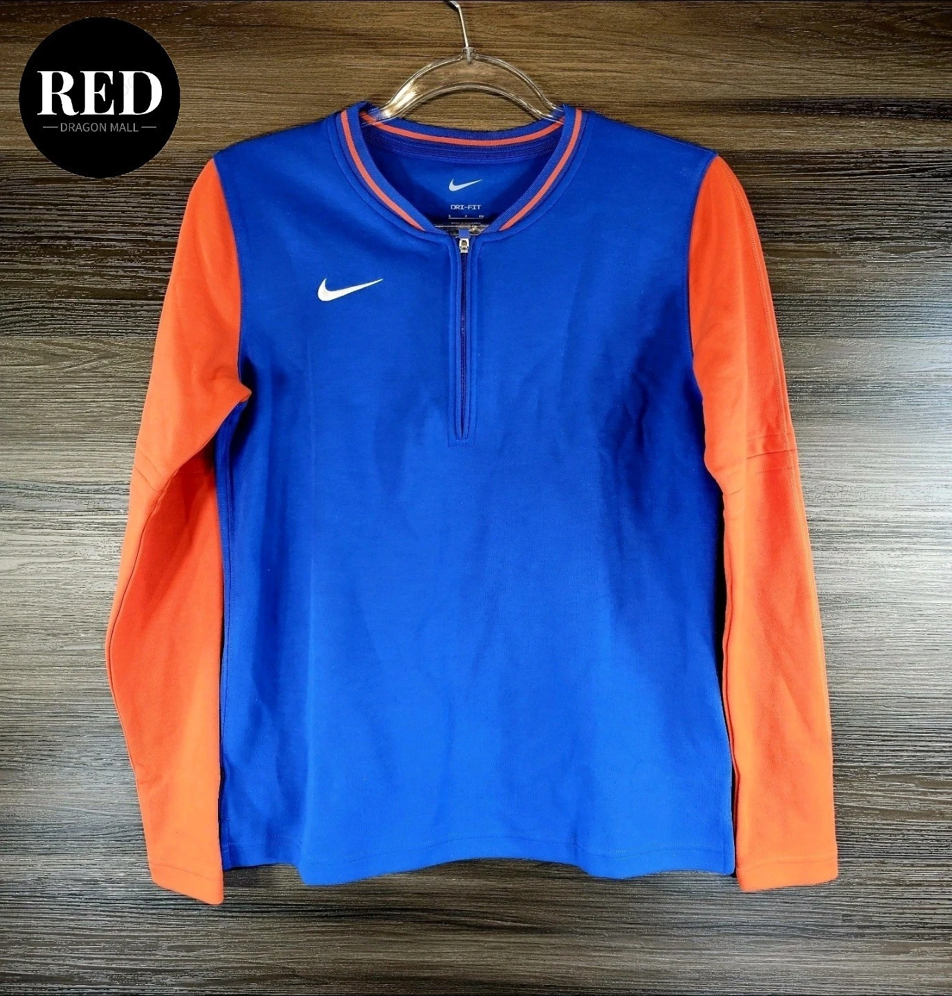 Nike Dri-Fit Football 1/4 Zip Pullover Top Blue Orange FJ9572 - Women's Size S