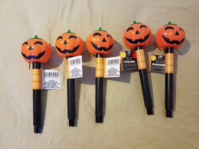Halloween Pumpkin Jack O Latern Solar Yard Lights 5 Pack