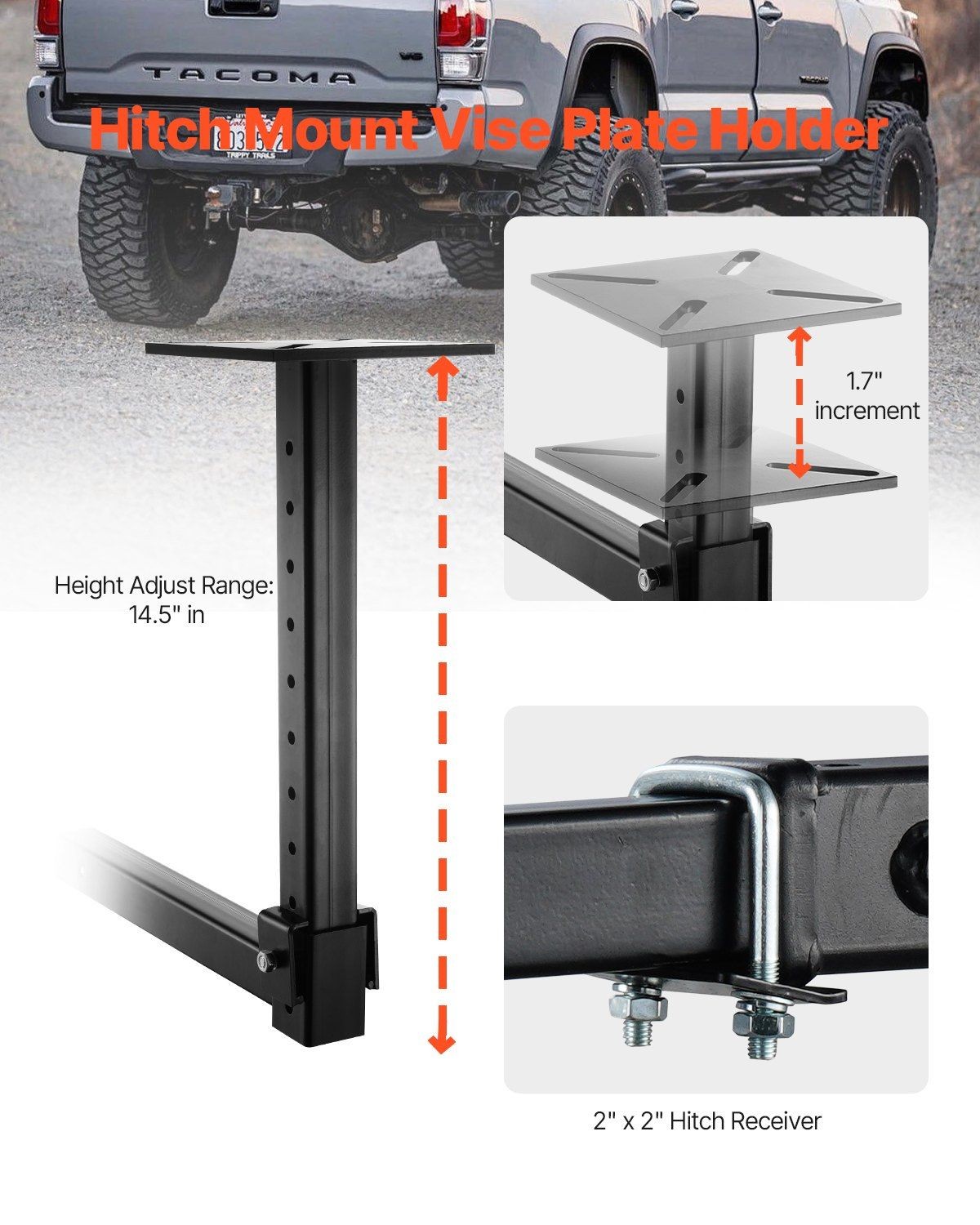 33lb 1/8"-5" 26in Chain Heavy-Duty Pipe Vise & Adjustable Hitch Mount