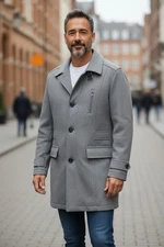 Tommy Hilfiger Men's Wool-Blend Car Coat Trim Fit Overcoat Gray Size 44L