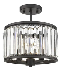 Modern Crystal Ceiling Light Fixture Mini Black Semi Flush Mount Chandelier