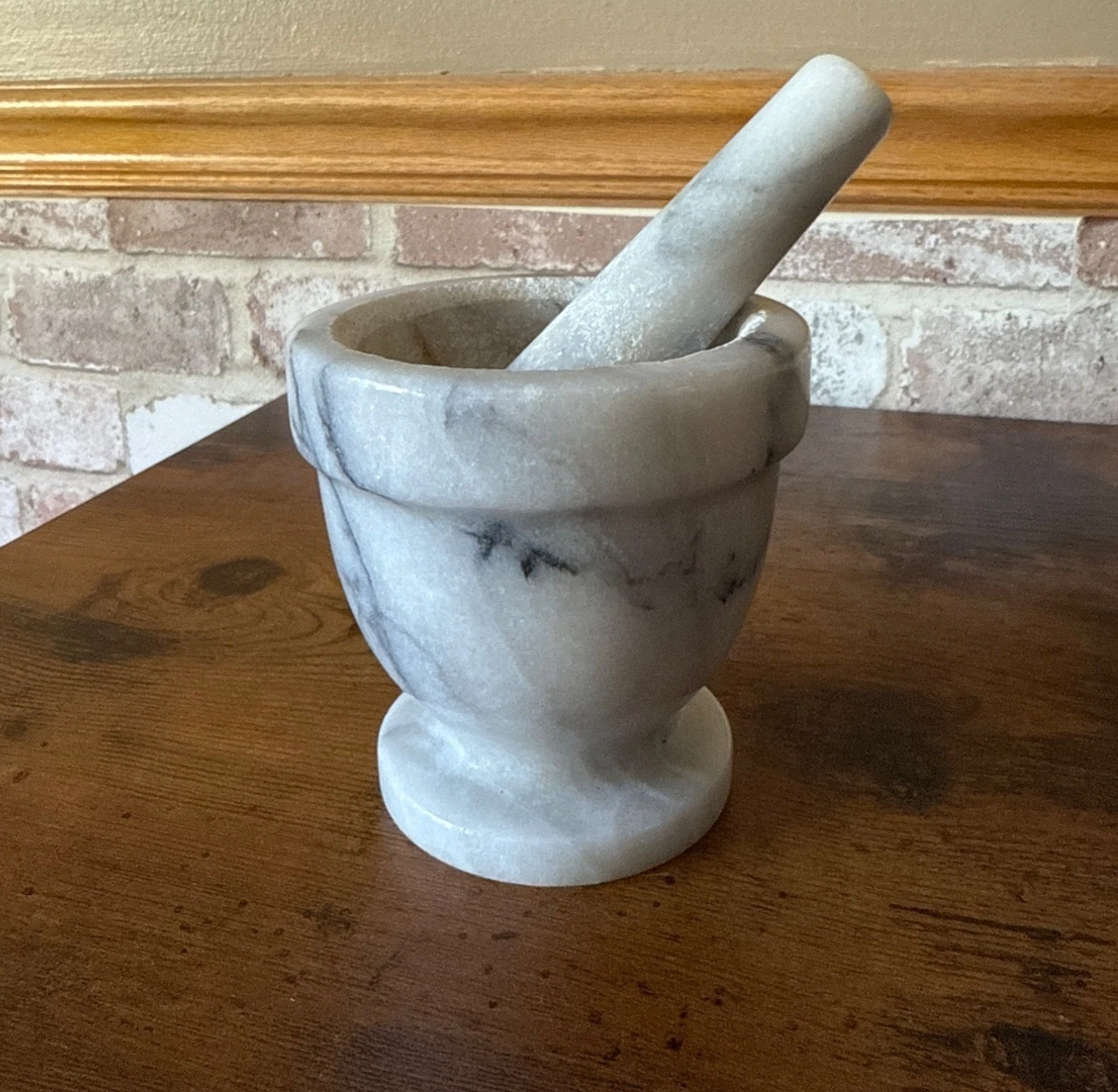 White Marble Mortar & Pestle ForKitchen Herbs & Spices Pill Crusher