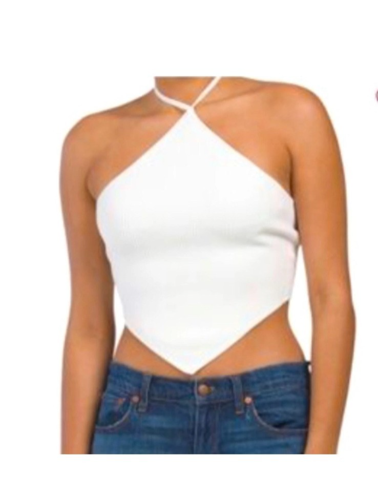 House of Harlow 1960 Halter White Knit Ribbed Crop top size small Y2K summer top