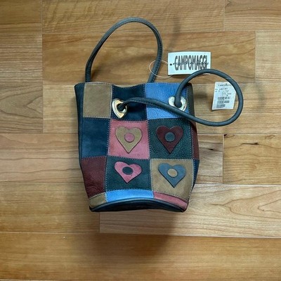 CAMPOMAGGI Damen Ladies Tasche Patchwork Mehrfarbig Herz Casual Authentic