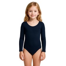 Capezio Childs M 8-10 Leotard Navy Blue Long Sleeve Scoop Neck Dance