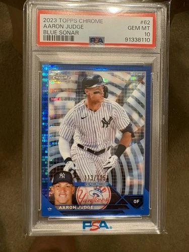 2023 Topps Chrome Aaron Judge #62 Blue Sonar Refractor PSA 10 /125 Yankees