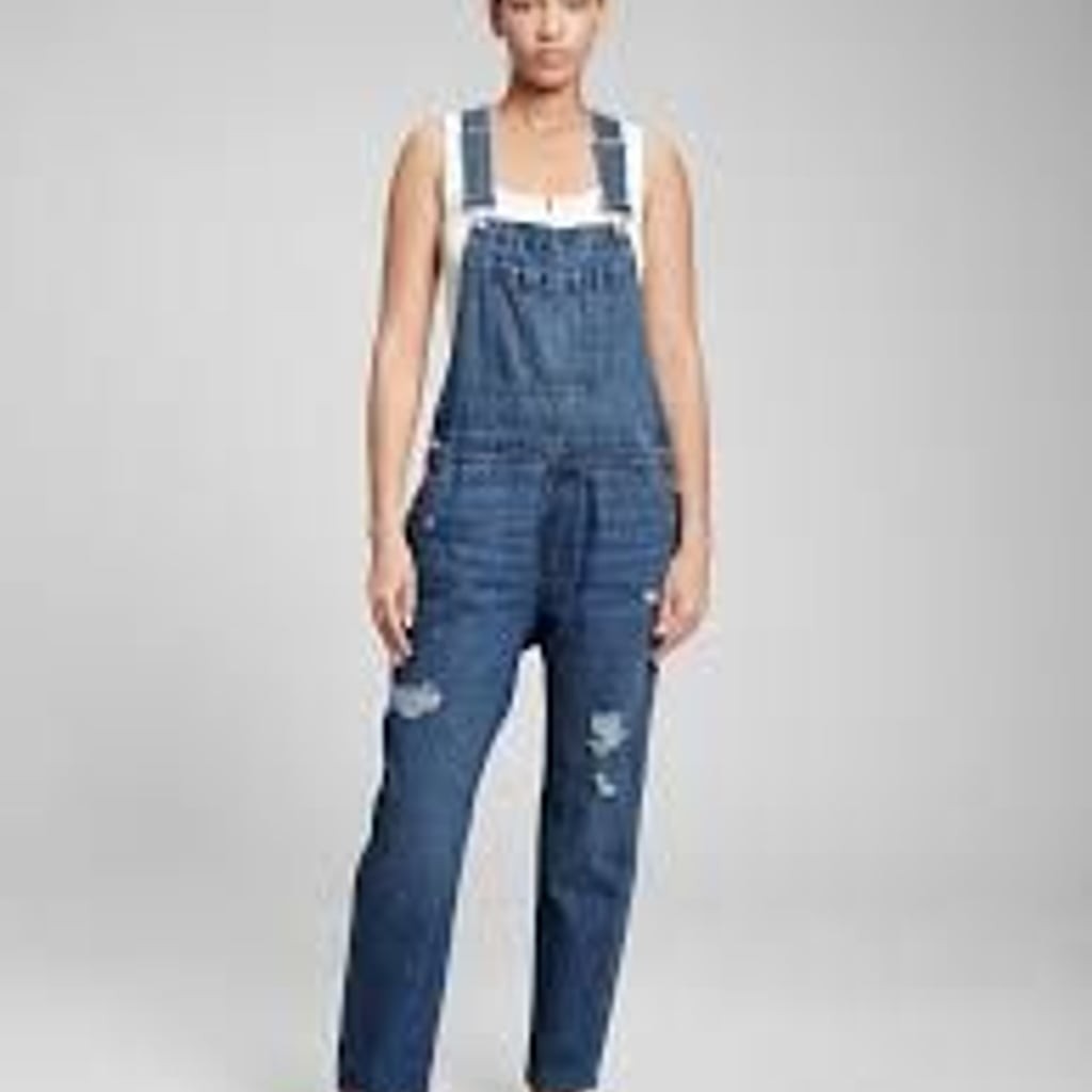 GAP Destructed Denim Overalls Medium - image 1