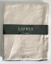Lauren Ralph Lauren Eggshell 70  Round Tablecloth Snowflake Damask NIP