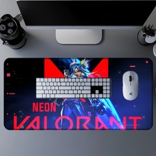 40 90cm Neon Glow Gaming Mouse Pad - Extra-Thick Non-Slip Desk with Cyberpunk Va