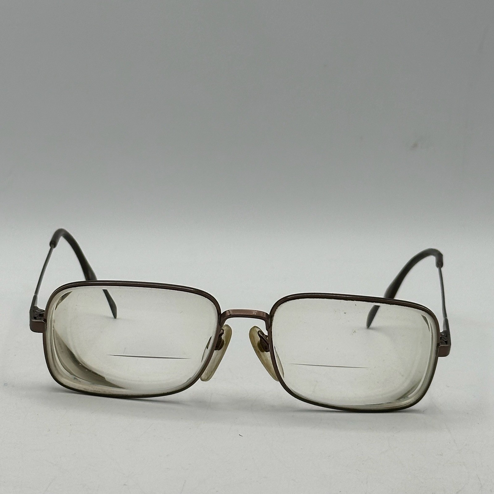 Vintage Rectangular Bifocal Eyeglasses Antique Br… - image 3