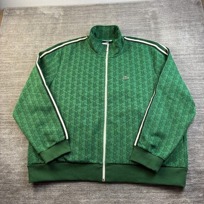 Lacoste Jacket Mens 4XL Green Monogram Jacquard Paris Paris Full Zip Track