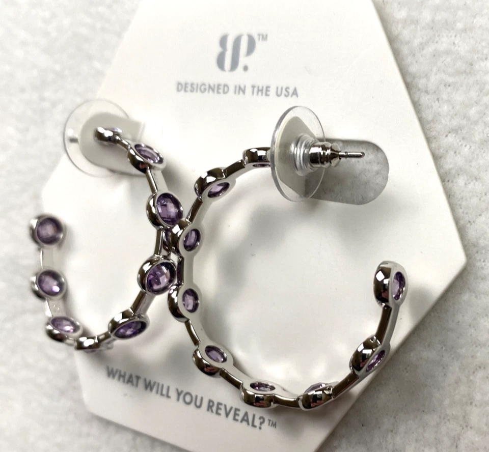 Pendientes de fiesta BP Bomb amatista circonita cúbica chapado en rodio ER73574 NUEVOS CON ETIQUETAS $160 Foto 4 de 4