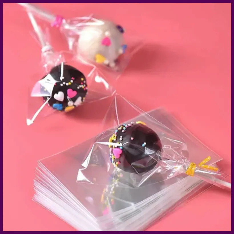 Bolsas de embalaje OPP para piruletas de pastel, 100 unidades por paquete, para