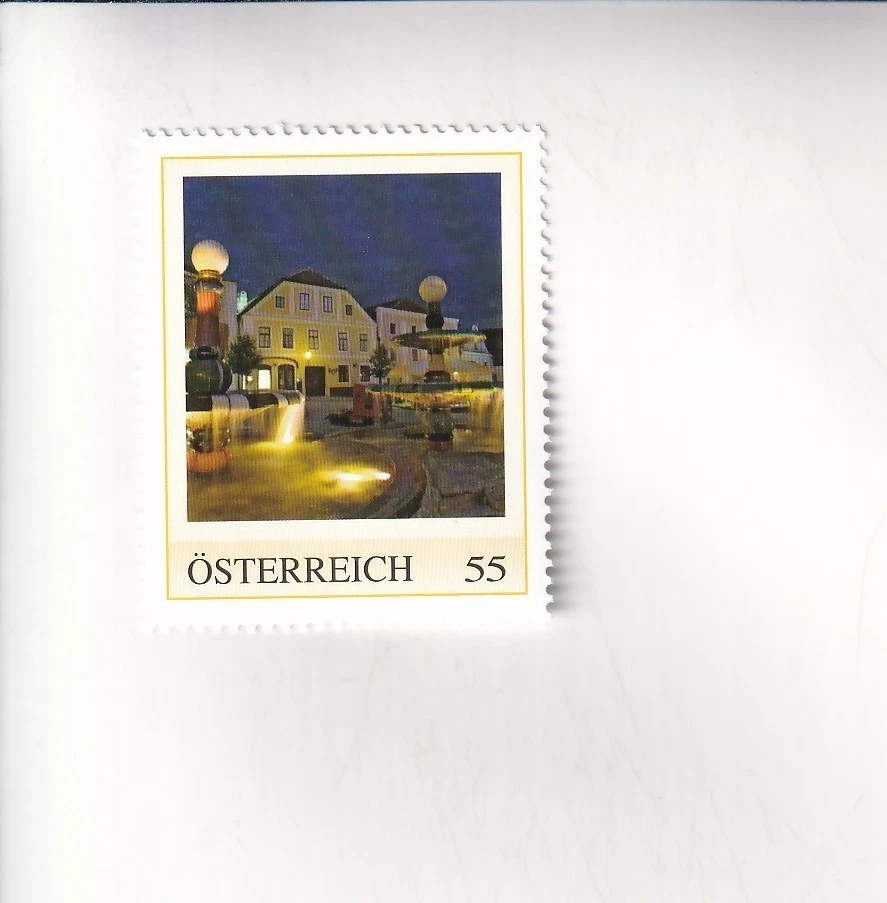 BRIEFMARKE PM Österreich WALDVIERTEL - ZWETTL Hundertwasser Brunnen Postfrisch - Bild 1 von 1